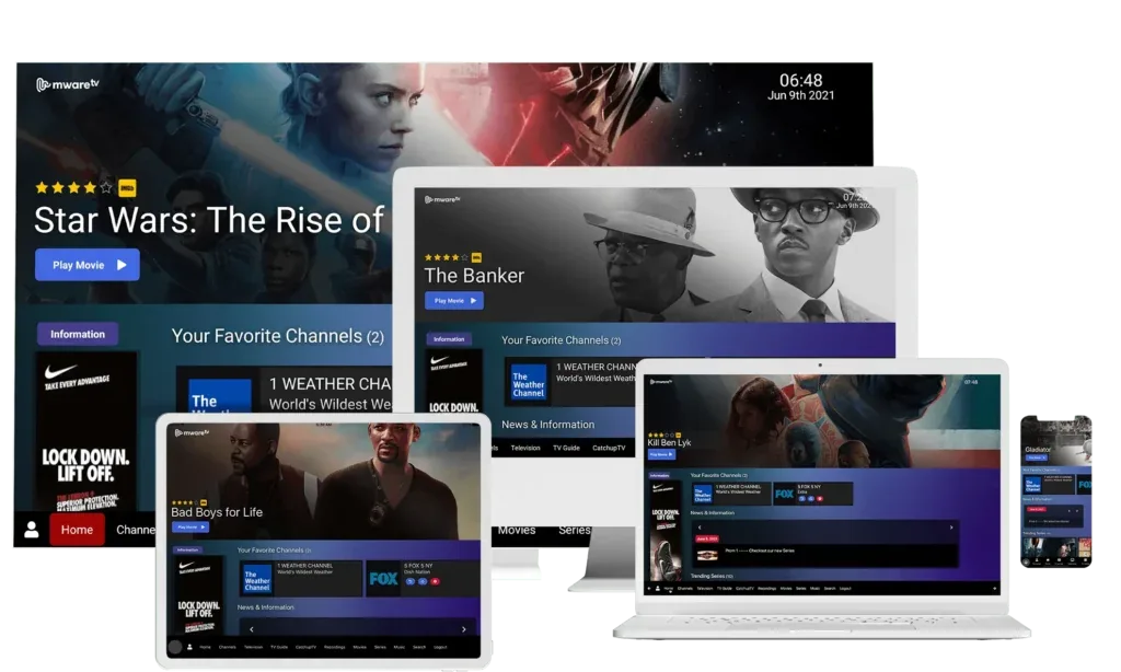 4K Live IPTV on TV, laptop, tablet and phone