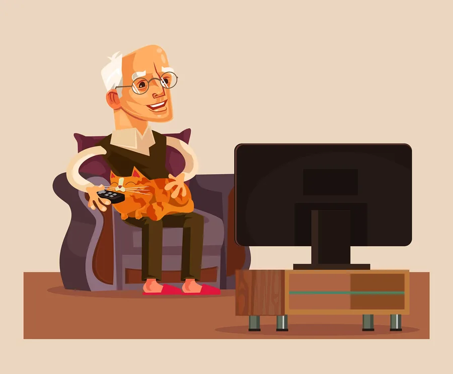 Man watching TV at home