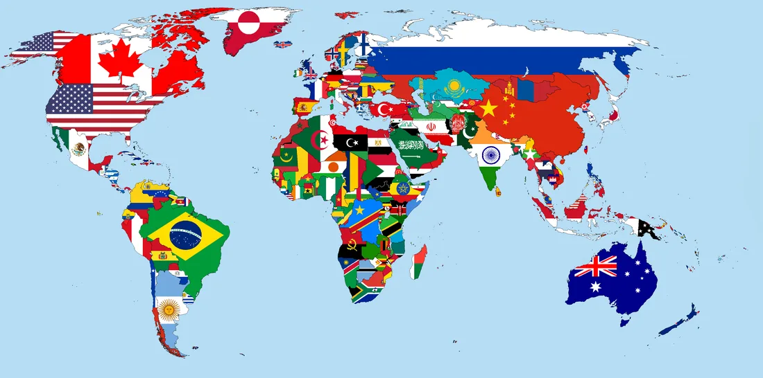 Flag map of the world — channels from every country