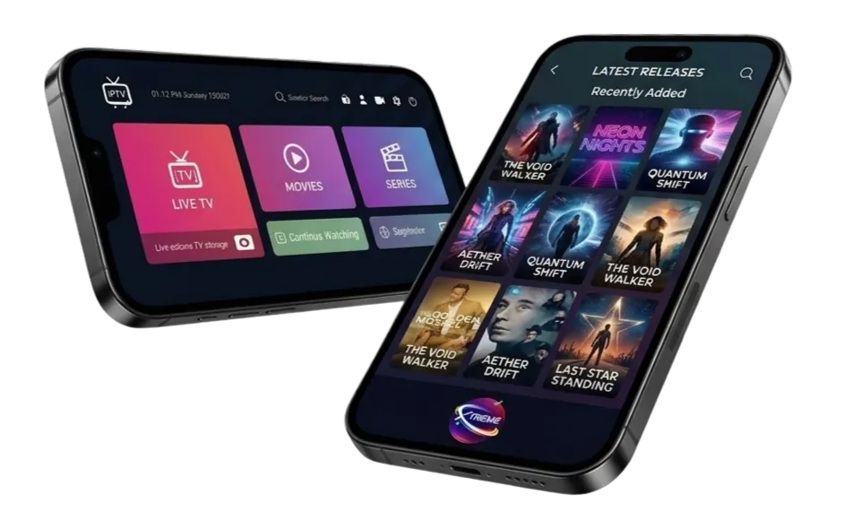 Xtreme HD IPTV app on a phone and tablet