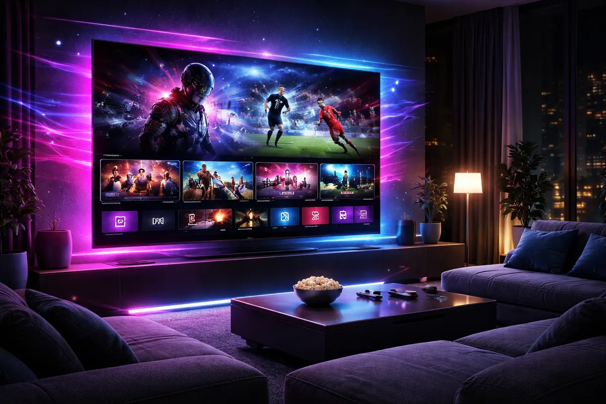 Xtreme HD IPTV on a large TV in a living room